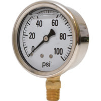 0-100 PSI Liquid Filled Pressure Gauge