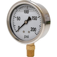 0-200 PSI Liquid Filled Pressure Gauge