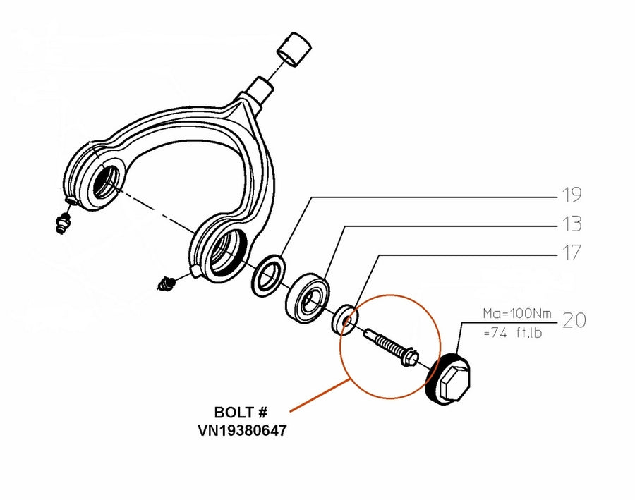 Pendulum Spreader Yoke Bolt, Part # VN19380647