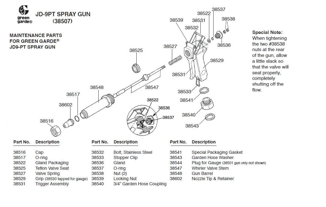 green garde 38505 spray gun Green Garde JD9-PT Spray Gun · Westheffer